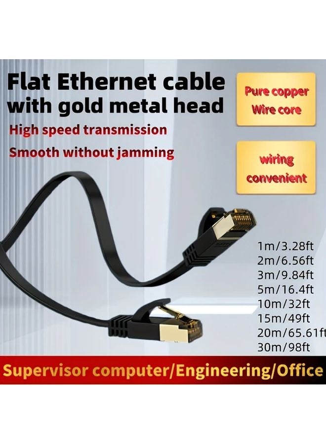 Cat6 Ethernet Cable 32 81ft High Speed 1Gbps Flat Design Pure Copper Connectors - Image 1